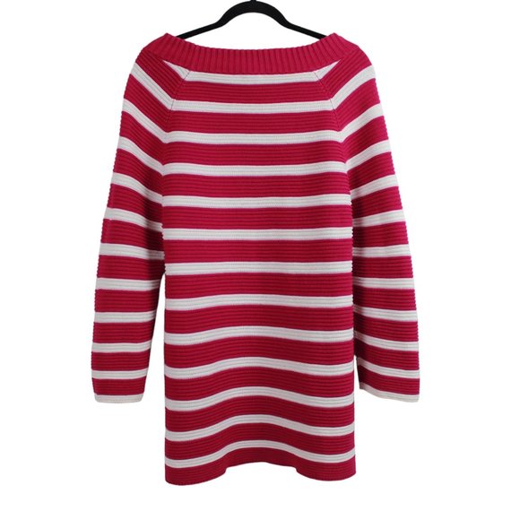 Talbots Pink White Striped Rib Knit Sweater - Picture 2 of 14